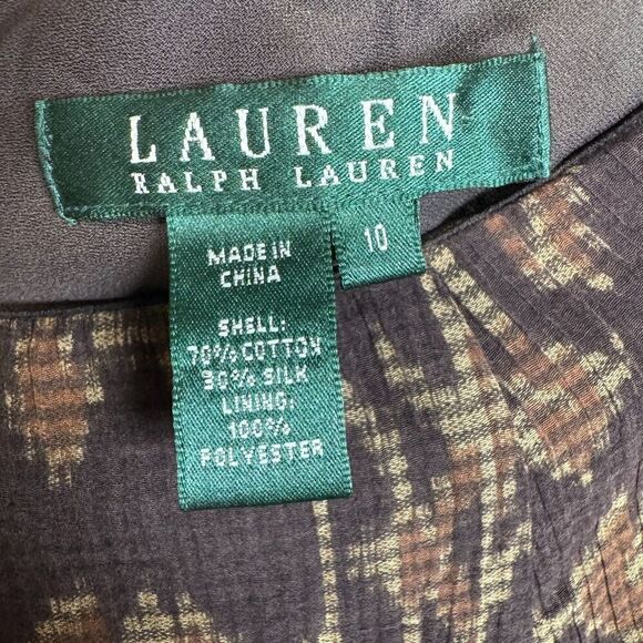 Lauren Ralph Lauren Knee Length Skirt Silk Blend Aztec Print Western Size 10 Y2k - Picture 6 of 7